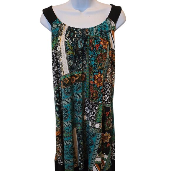 EnFocus Studio Women Long Colorful Dress Blue & Green Size 18W - Picture 1 of 12